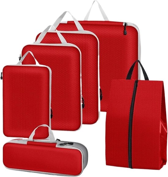 Reis Organizer Set - Bagage Cubes - Kleding Inpakken - Gecomprimeerde Verpakking - 6 stuks - Donkerblauw — afbeelding 5