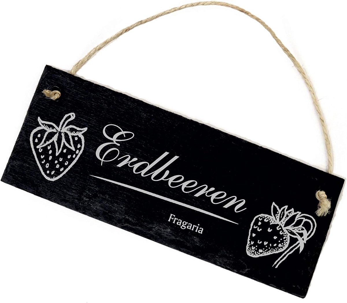 Leisteen Tuinbord - Gegraveerd Bord Planten - Planten Markeren - Lasergegraveerd Motief - 22x8 cm - Donkergrijs
