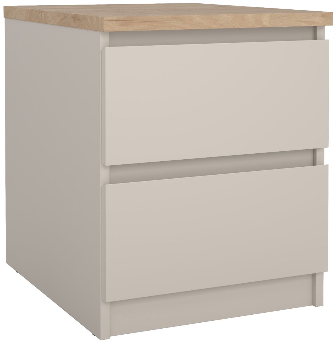 Woonexpress Nachtkastje Luna - Taupe Eiken Houtlook - 2 Lades - Modern & Elegant Hout - Eiken/Hout - Naturel/Taupe