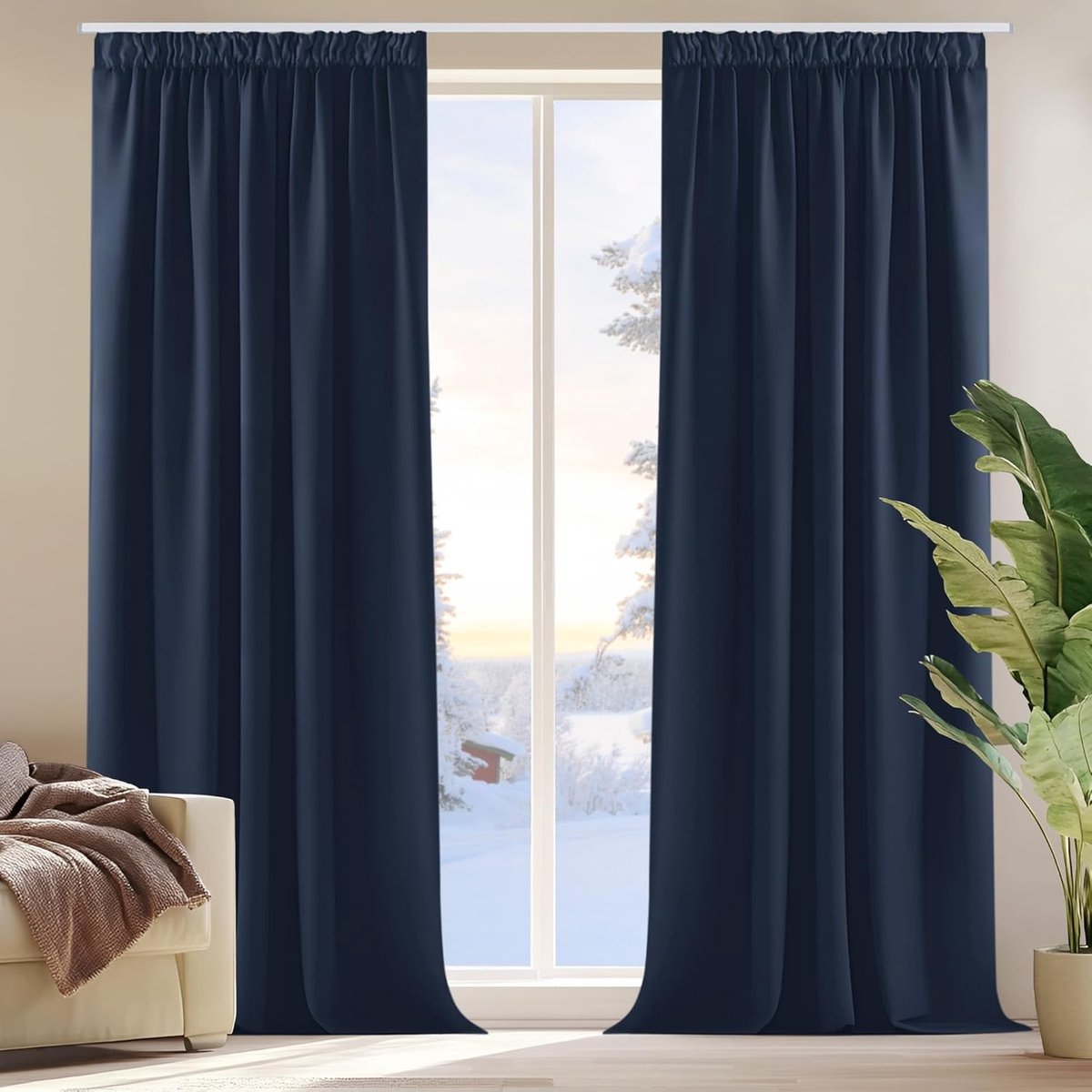 Verduisterende Gordijnen Plooiband - Polyester - Warmte-isolerend - Geluidsreducerend - Voor Slaapkamer