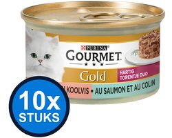 10x Gourmet - Gold Hartig Torentje Zalm - Kattenvoer Natvoer - 85g