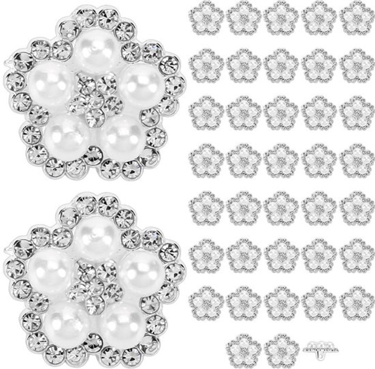 Vintage witte Zeynomax knopen, 19mm, 40 stuks, bloemvorm