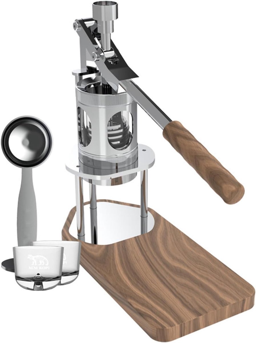 Handmatige Espressomachine Draagbare Koffiemaker Espresso Zetten Instelbare Druk 250 mm Zilver