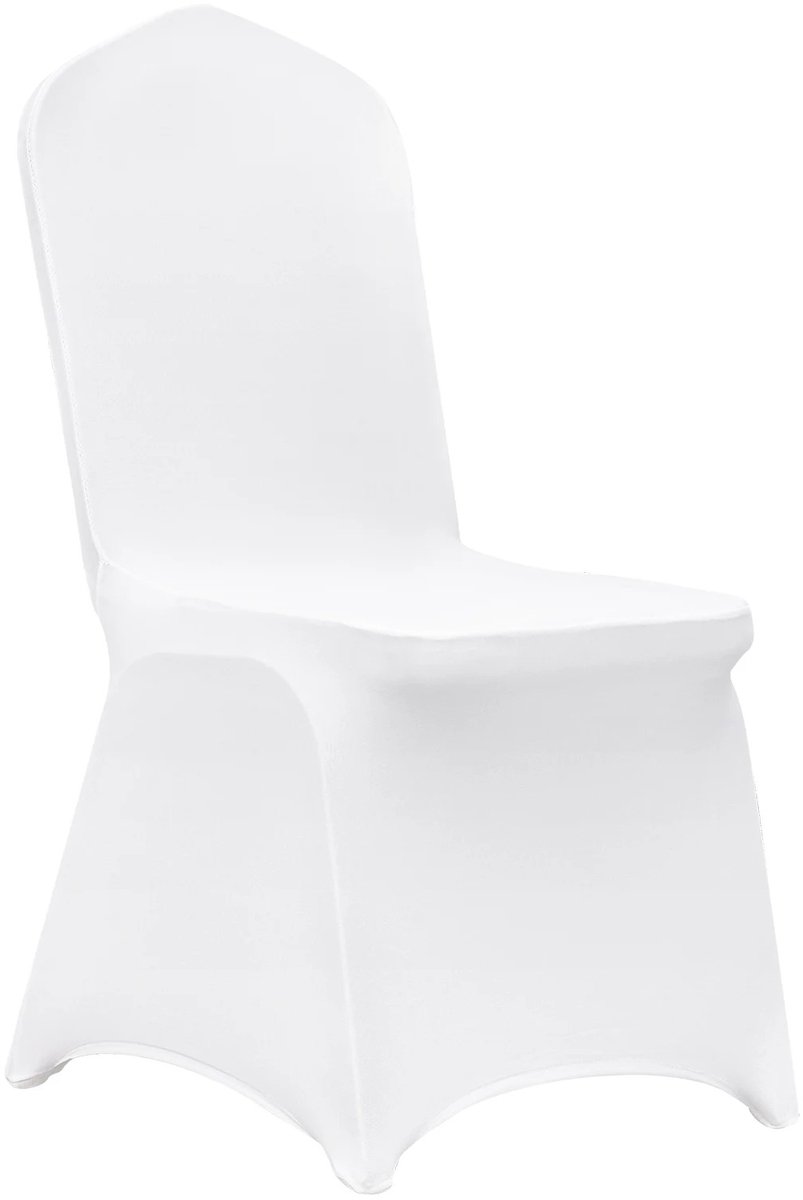 Brandistry - Klapstoelhoezen - Universele Stoelhoes - Afneembare, Wasbare, Beschermende Hoezen voor Bruiloft, Feest, Dineren - 50 Stuks - Wit