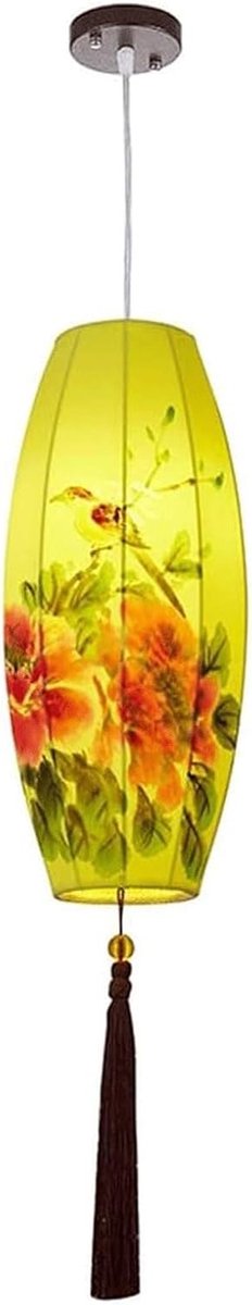 Chinese Lantaarn - Decoratieve Lamp - Feestelijke Decoratie - Handbeschilderd Ontwerp - 40 cm Hoog - Geel