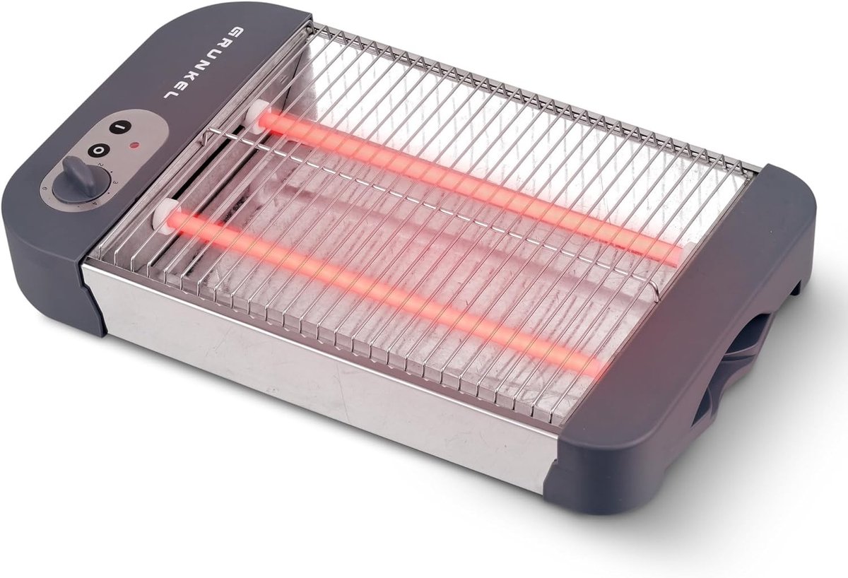 Platte Broodrooster - Zwart - 600 W Vermogen - Toasttimer met 6 standen - Voor Alle Soorten Brood