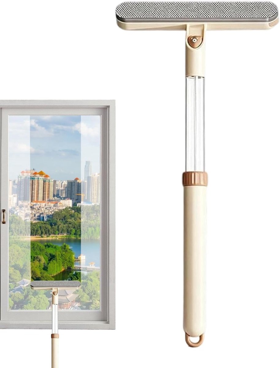 Raamtrekker Uitschuifbaar - Glasreiniger Rakel - Ramen Zemen - 5-in-1 Reinigingsgereedschap - 53 cm - Khaki