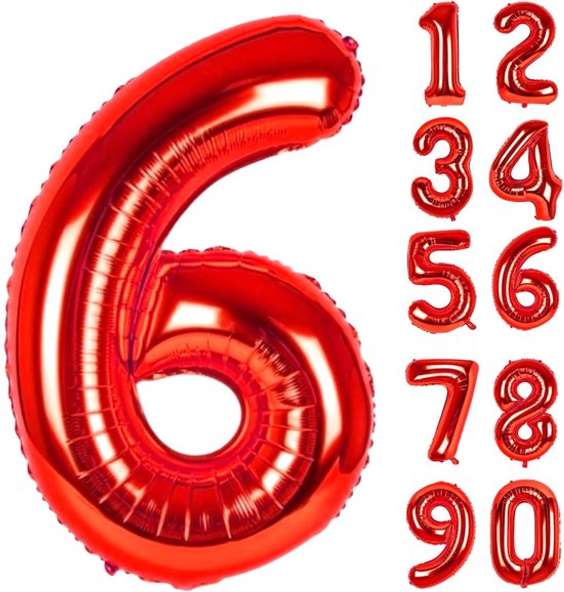 Zeynomax - Ballonnummers 6 Folie Ballon - XXL Verjaardagsdecoratie - Rood