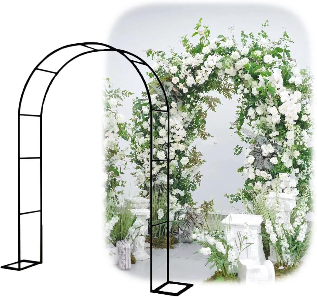 Metalen Tuinboog - Rozenprieel IJzer - Klimplanten Ondersteunen - Stevige Constructie - 240 cm Hoog - Zwart