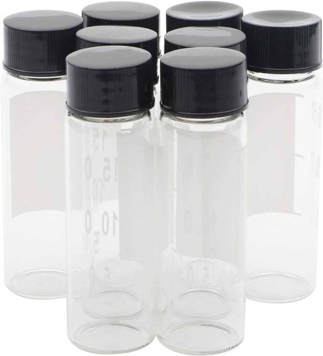 Glazen flessen 15 ml, 8 stukken met schroefdop van Inovra Plus