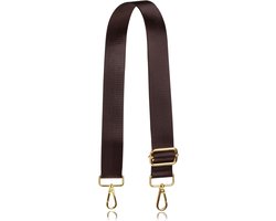 Verstelbare schouderriem van 3,8 cm breed, schouderriem voor crossbodytas, aktetasriem, nylon hardware (koffiekleurig met gouden gesp)