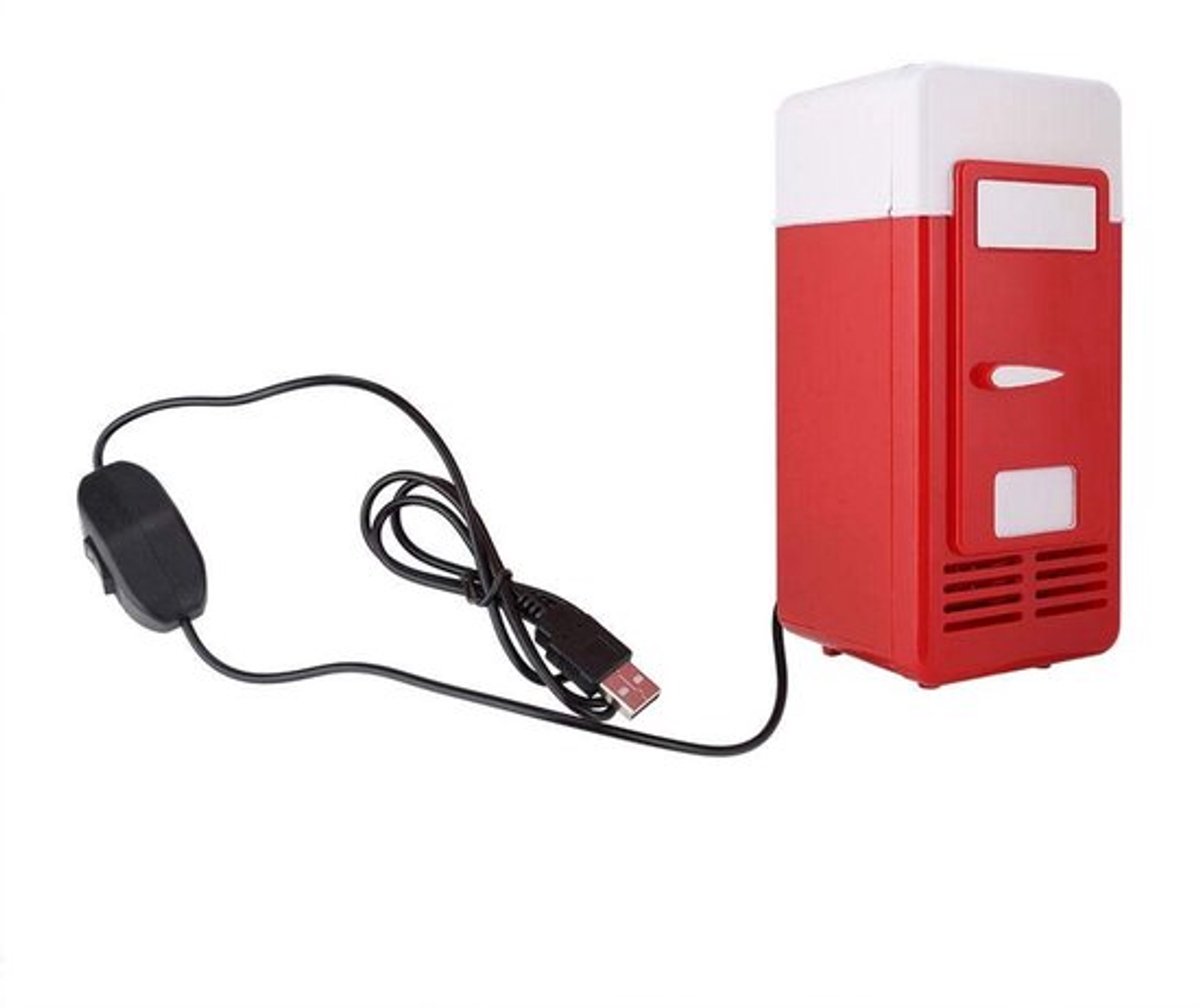 Shopcentral - Mini Koelkast - USB Fridge - Compact en Draagbaar - Rood - Koeler en