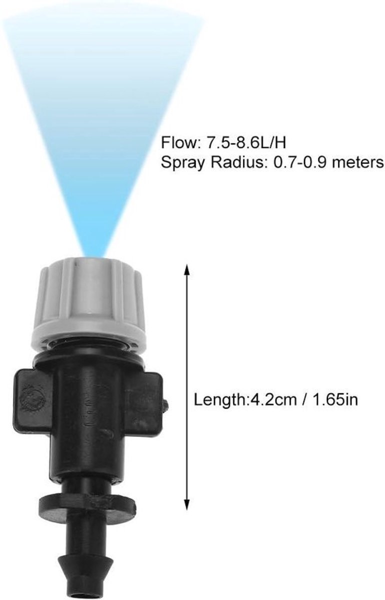 Sproeikoppen, sprinklers, microflowkoppen, verstuivers, druppelirrigatiesystemen voor de tuin - bewateringssystemen - 50-delige tuinirrigatieset