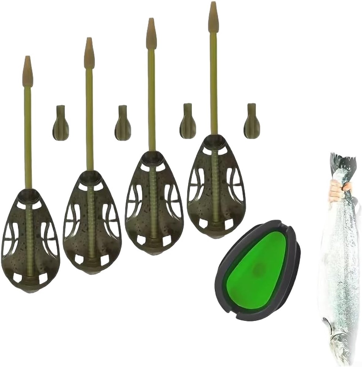Aaskooi Karpervissen - Voederkorf Vis - Stabiele Aasplaatsing - Zinklegering Constructie - 30-60 gram - Groen