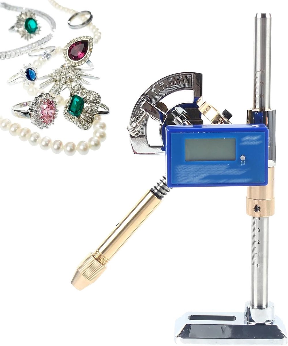 Edelsteen Slijp Manipulator - Facet Machine - Sieraden Facetteren - Digitale Hoekweergave - 27 cm Hoog - Zilver Blauw