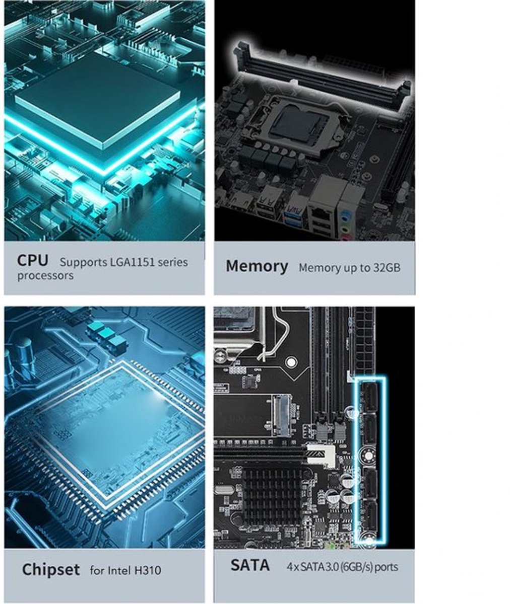 Micro ATX moederbord H310 voor desktop computers
