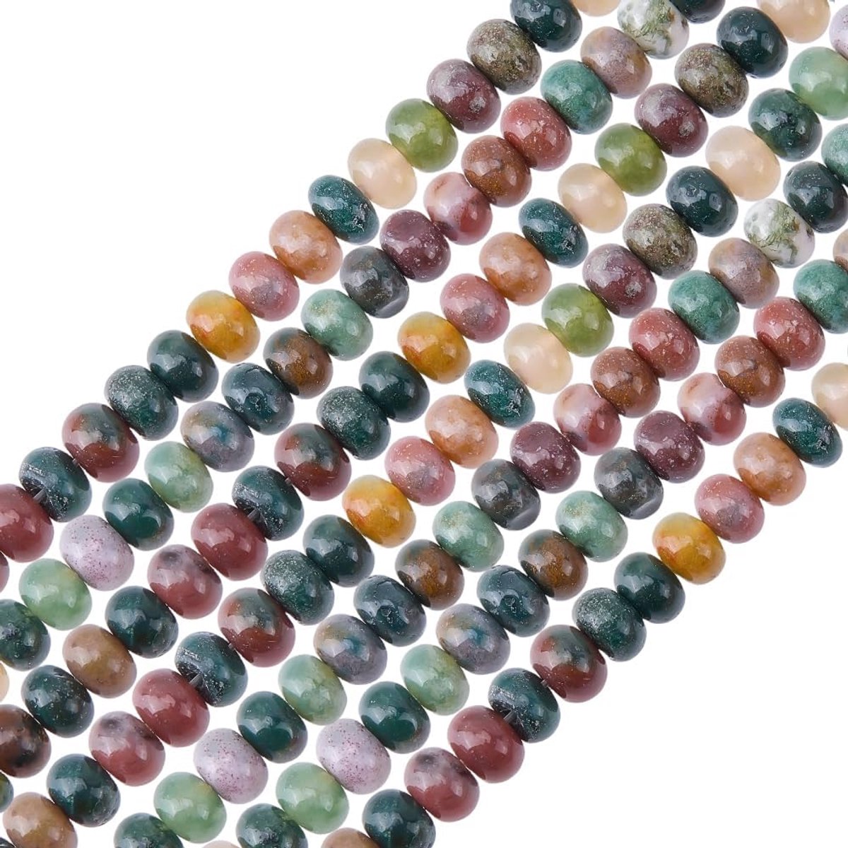 1 Doos Ongeveer 95Pcs 6mm Natuurlijke Mos Agaat Kralen Indiase Agaat Kralen Groene Platte Heishi Rondelle Abacus Losse Spacers voor Sieraden Maken DIY Ambachten Armband Ketting Oorbel Levert