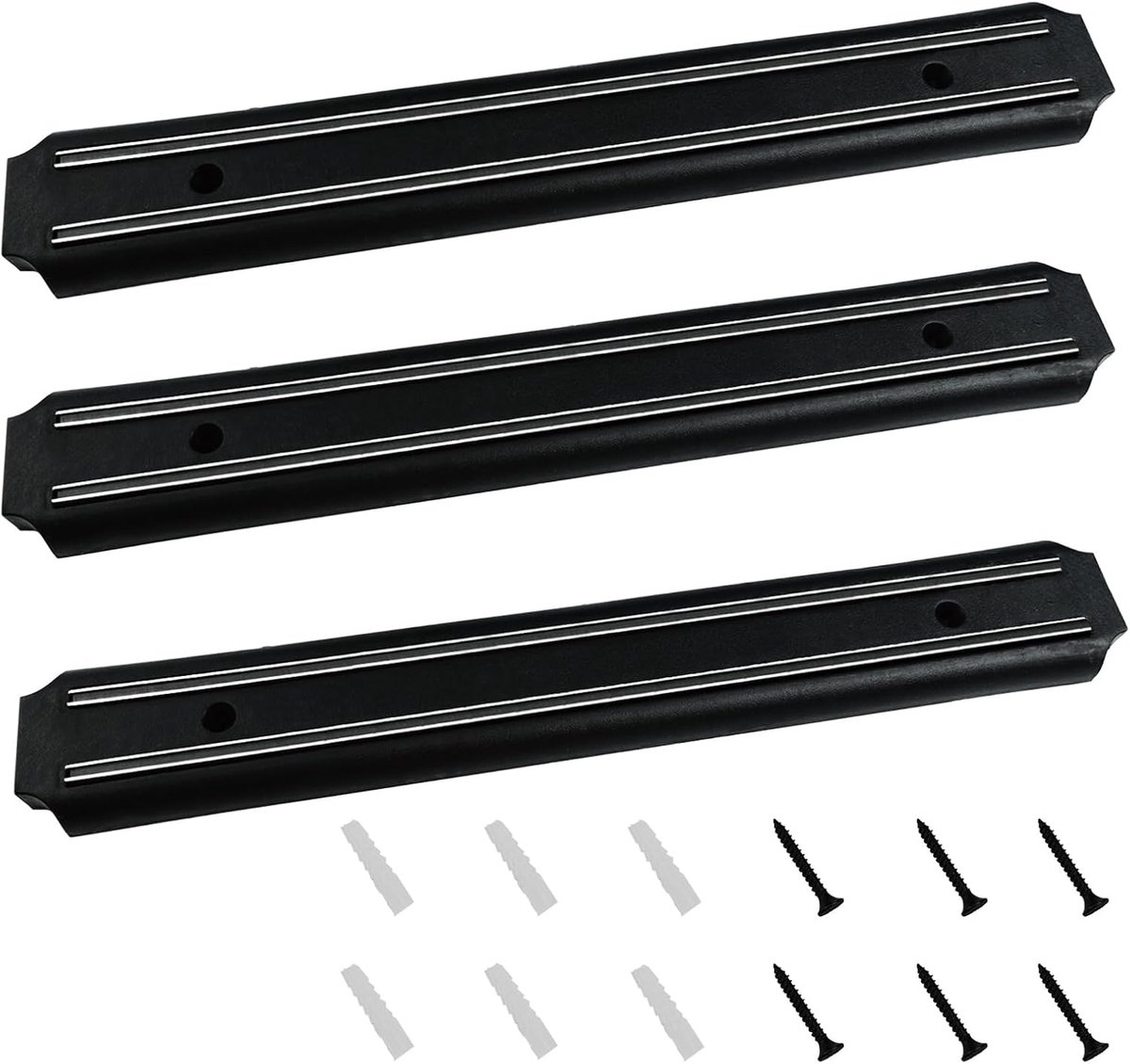 3 stuks messenmagneten muur, magnetische universele wandmontage, roestvrij staal, magnetische messenhouder met schroeven, magnetische magneetrail voor messen, magneetstrip, keuken, kantoor