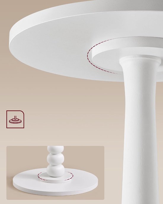 MARIEL Collection - Ronde bijzettafel, Guéridon, voor kleine ruimtes, poten van hout, rustieke stijl, voor woonkamer en slaapkamer, wolkenwit LET293WB02 — afbeelding 3