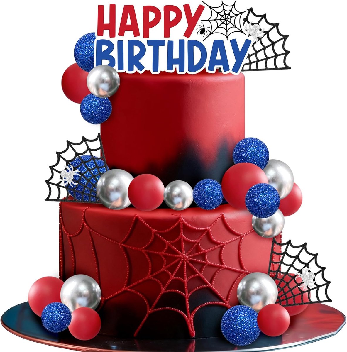 Spinnendecoratie voor taart, verjaardag, 36 stuks, decoratie van spinnenweb, toppers, taartballen, voor kinderen, verjaardag, feest, accessoires