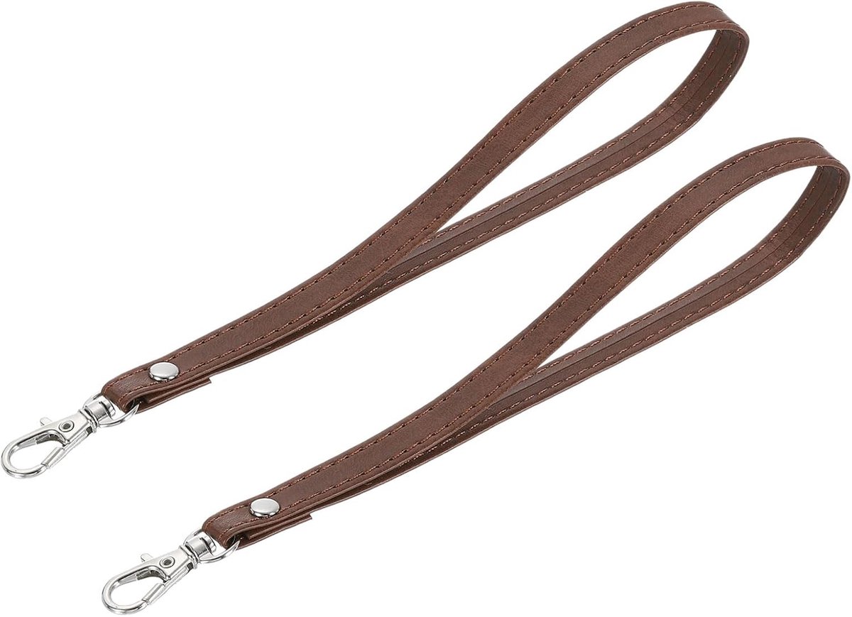 2 stuks polsbanden, polsband van PU-leer, vervangende sleutelhanger voor telefoon, sleutels, portemonnee, tas, bruin, Bruin