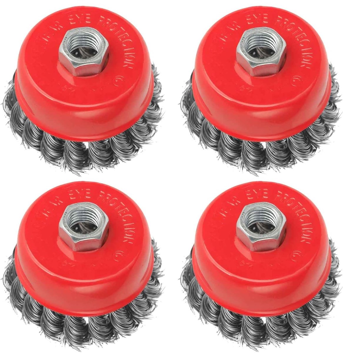 Draadborstel voor haakse slijper, schroefdraad M14 x 2, geschikt voor zware reiniging, strippen, verf, roestverwijdering, ruwe oppervlaktebehandeling en slijpen (4 stuks - 75 mm)