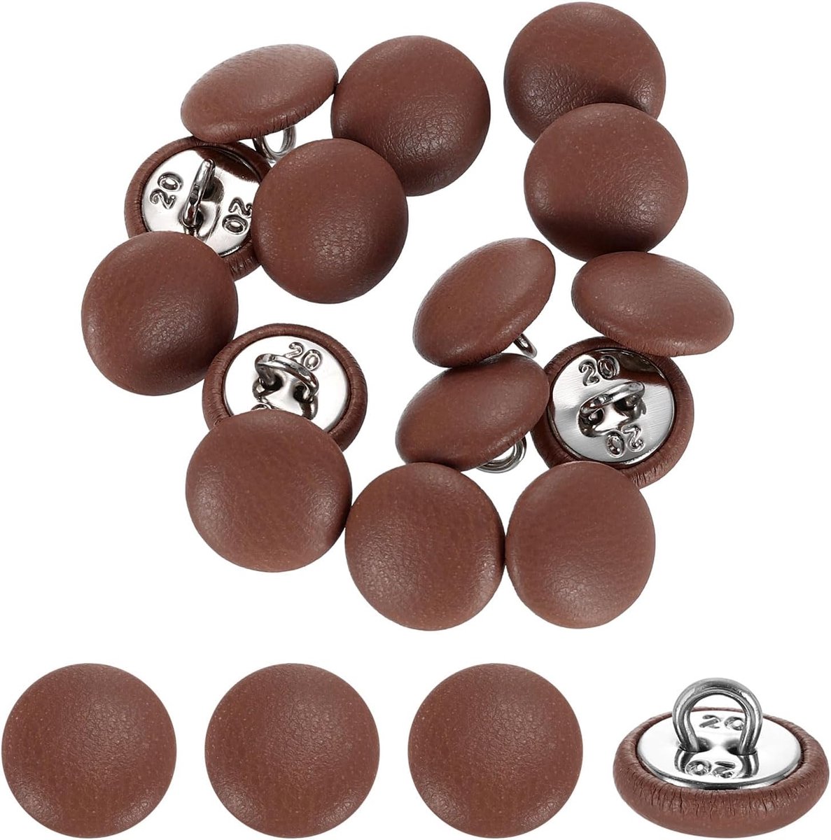 Knopen, 12,5 mm, 20 l, ronde naai-knopen, met metalen schacht, voor kleding, jassen, hoeden, bankdecoratie, doe-het-zelf, bruin