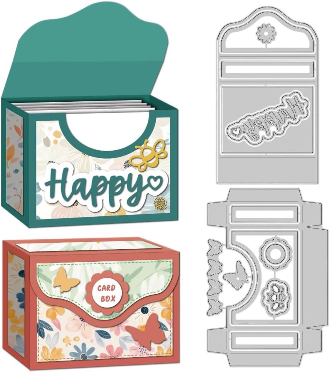 3D-kaartenopbergdoos, stansvormen, sjabloon voor het maken van kaarten, sjabloon, scrapbooking, reliëf, stansvormen voor wenskaarten, uitnodigingsdecoratie