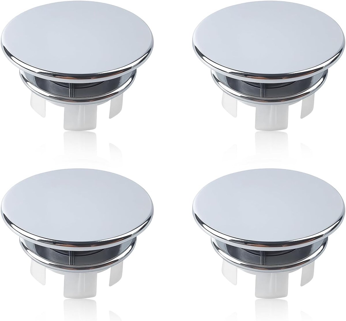 4 stuks, ronde overloopafdekking, overlooprozet voor gootsteen, overloopdop voor wastafel, badaccessoires, voor keuken en badkamer