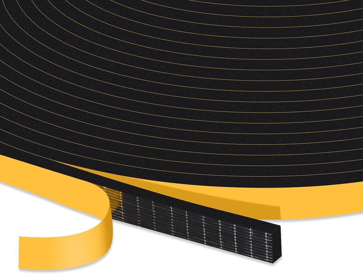 afdichtingstape voor deuren, 6 mm (B) x 1,5 mm (D), zelfklevende schuimtape, deurafdichting, tegen koude, warme tocht, anti-botsing, geluidsdichter, waterdicht, stofdicht, totaal