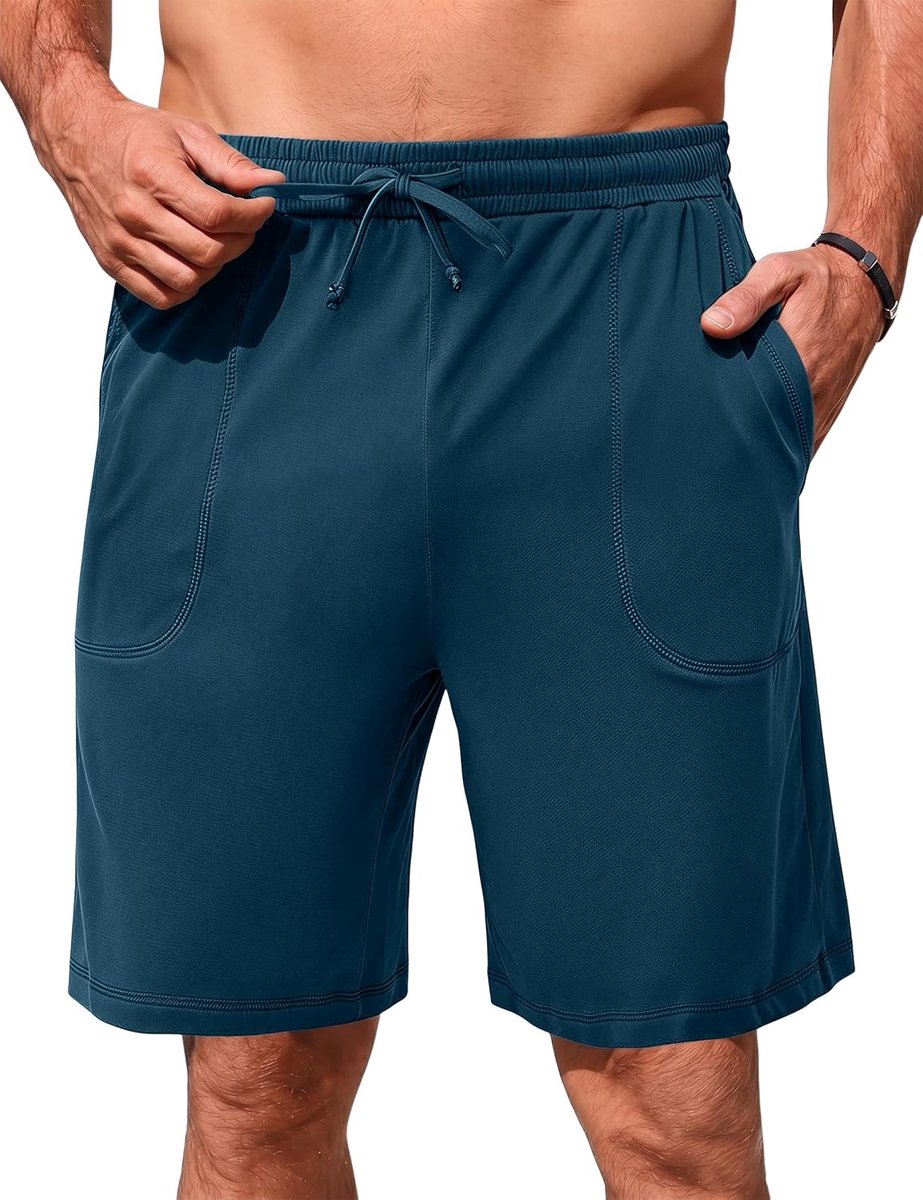 Korte katoenen pyjamabroek voor heren, loungewear, slaapshorts, bermudabroek, zomer