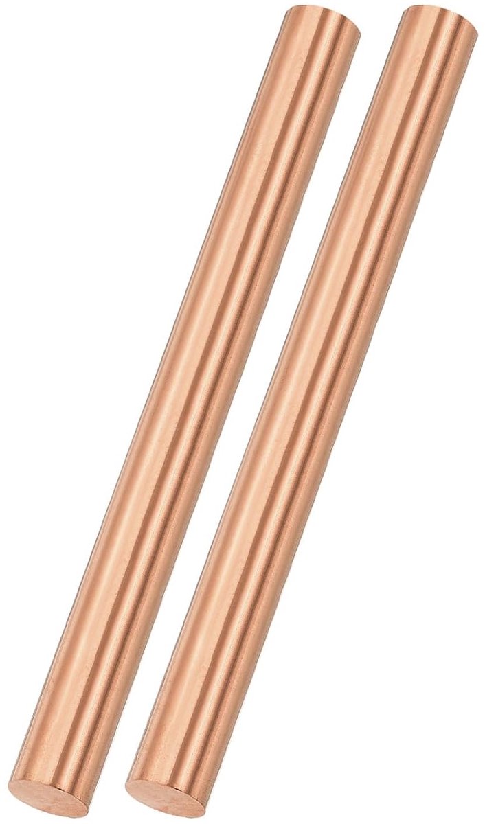 METERXITY Set van 2 ronde stangen van koper met een diameter van 10 mm, lengte 10 cm, massieve stang van T2 voor metalen draaibank voor knutselwerk en decoratie, pure buis