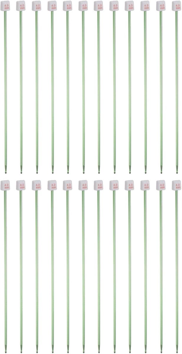 Haaknaalden, 24 stuks, 4 mm (G), breinaalden van aluminium, 27 cm lang, voor haakliefhebbers en beginners, groen
