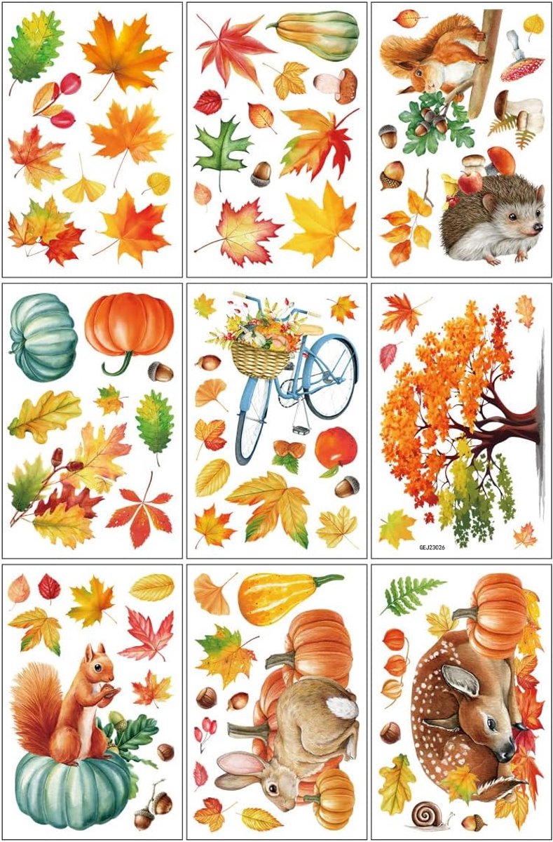 Raamstickers dubbelzijdige herfst esdoorn bladeren venster klampt zich vast voor herfst feest raamdecoratie (Thanksgiving R)