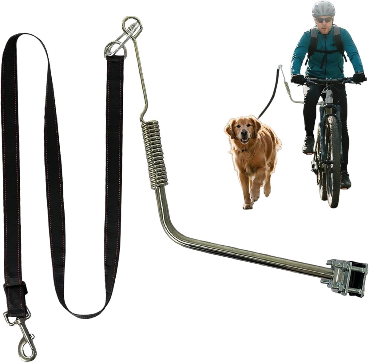 Hondenriem voor fiets: handsfree fiets-hondenriem, verstelbare lengte fiets-hondenriem, schokabsorberend, fietslijn voor honden, voor buitenactiviteiten