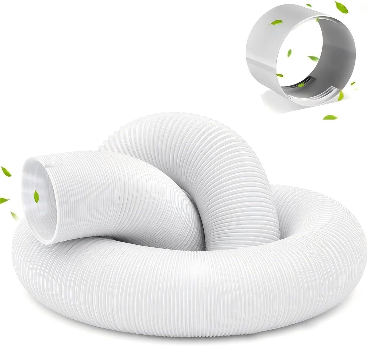Afvoerslang airconditioner met adapter, 2 meter airconditioningsslang verlenging, afvoerslangadapter 130 mm, airconditioningsslang, voor airconditioning, afzuigkap, wasdroger