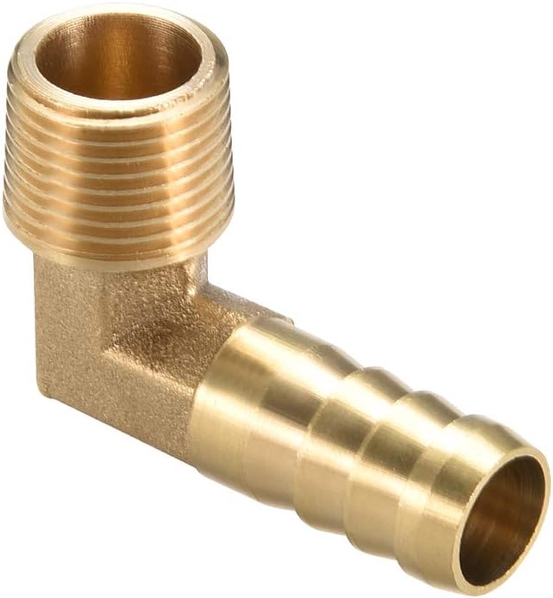 sourcing map Messing Barb slang 90 graden ellebogen 6 mm stekel x 1/8" G stekker fluit 3/8 G Male x 12mm Barb