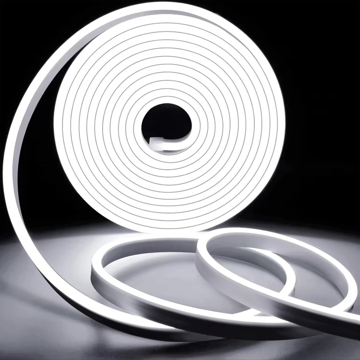 Cool White Neon LED Strip Lights, 2m Led Strip met Voeding en Led Controller, 220V Flexibele Waterdichte IP65 Neon Light Strip voor Slaapkamer, Binnen en Buiten, DIY Decoratie