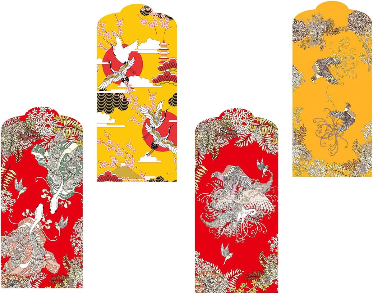 40 Stuks Lucky Money Enveloppen, Chinese Rode Pakketten Hong Bao, Chinese Lucky Money Enveloppen, voor Nieuwjaar, Bruiloft, Zakelijke Activiteiten (Rood, Geel)