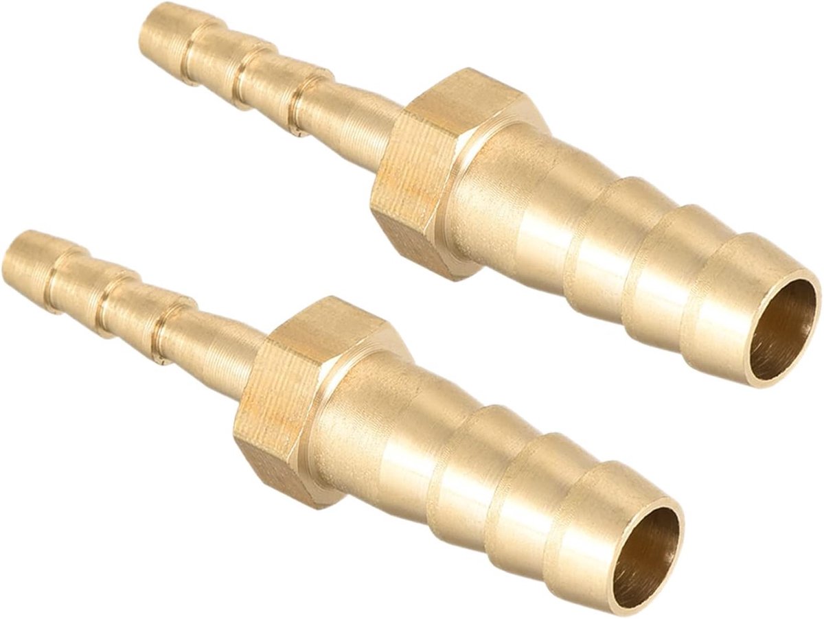 8 mm tot 4 mm Dmr slangmontage verloopstuk rechte weerhaak messing x 2 stuks rechte connector adapter goudtint voor slangaansluiting