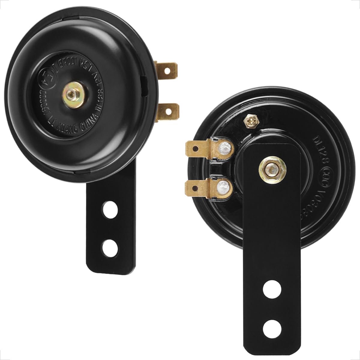evermotor 12 V universele motorfiets claxon luid signaalclaxon E-getest (2 stuks) | Voor motorfiets, voertuig, auto, vrachtwagen, bromfiets, scooter, ATV, gecoat metaal, zwart