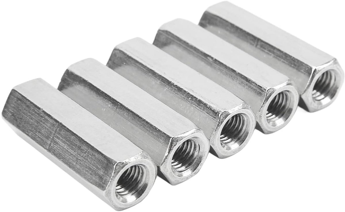 5Pcs M12 Koppelingsmoeren Rvs Connector Noten Vrouwelijke Draadstang Koppelingsmoeren voor Bouten en Studs