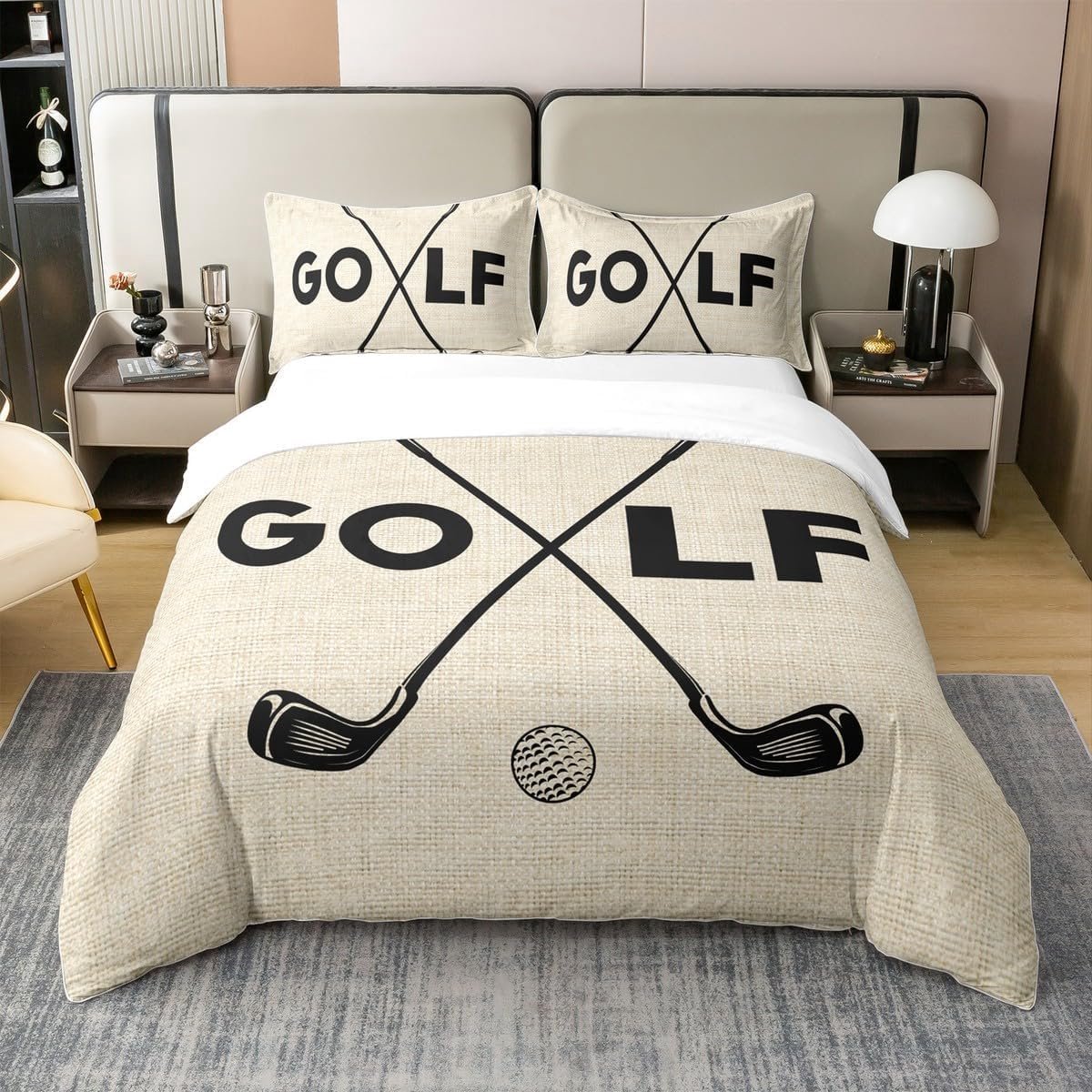 Dekbedovertrek set L 200x200 cm - 100% katoen - retro golfbal design - stijlvol voor kinderen - SnelShoppen