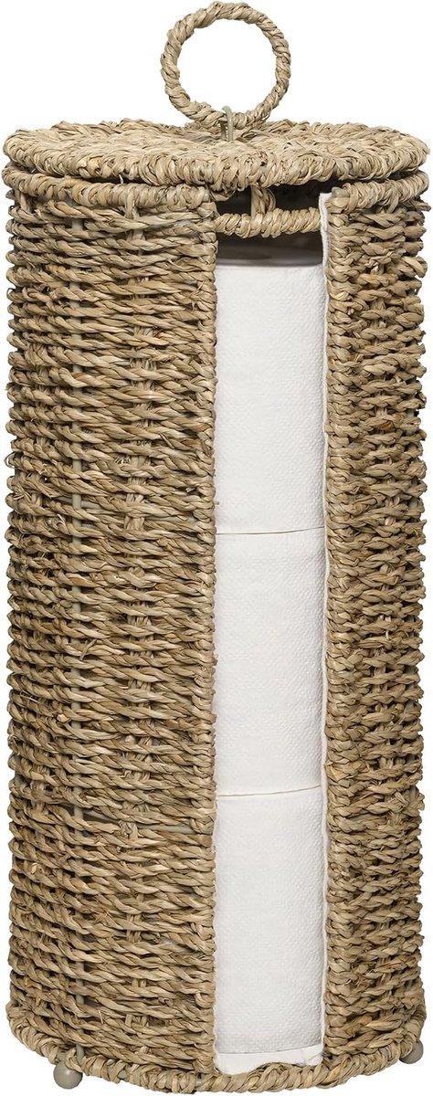 Toiletpapierhouder voor 3 rollen - gevlochten zeewier - stijlvolle opslagoplossing - perfect voor in de badkamer - SnelShoppen