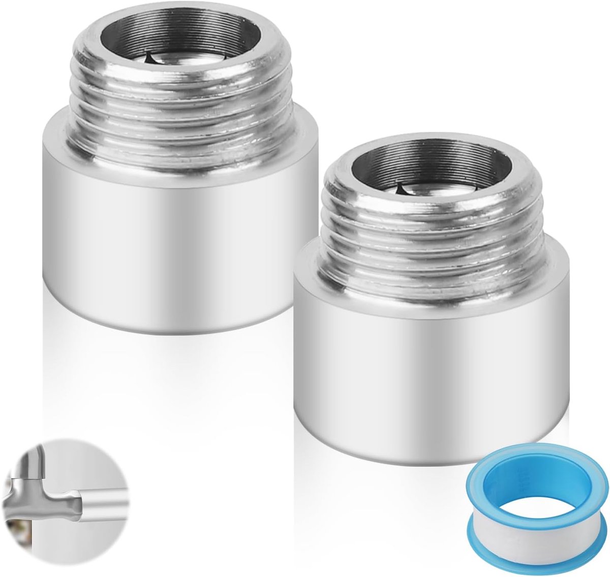 Faucet Extension 1/2 inch - 10mm RVS - 2 Stuks - Voor Taps en Douchekoppen - SnelShoppen