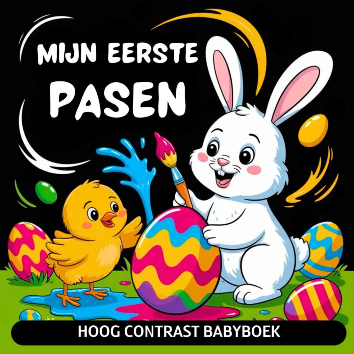 Babyboek hoog contrast - zwart-wit afbeeldingen - visuele stimulatie - ideaal cadeau voor pasgeborenen - ShopVlot