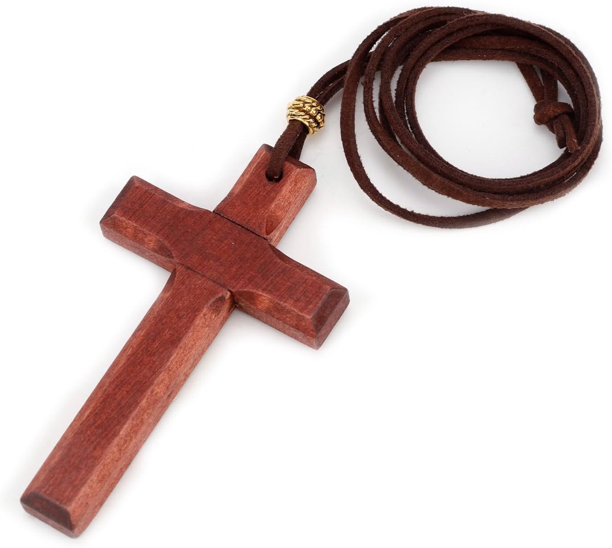 Houten Wandkruis, 8,3 cm Dik voor Wanddecoratie Wordt Geleverd met een Afneembare Ketting voor Gebed in de Hand Christelijk Geschenk Huisdecoratie