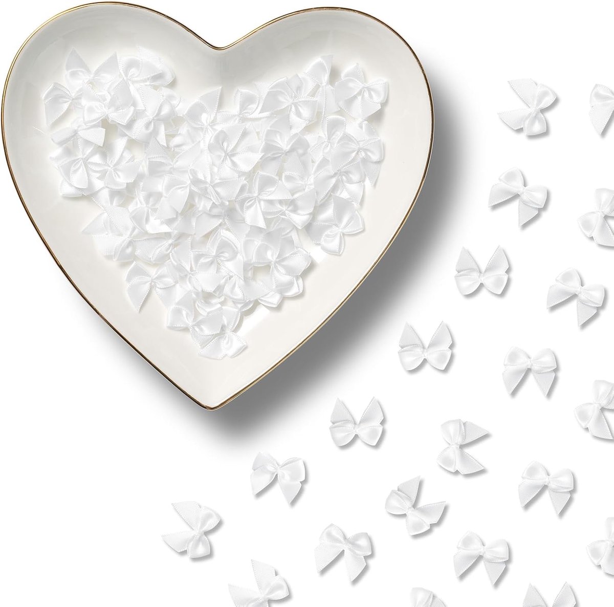 100 Stuks Strikjes Decoratie Mini Kerst Strikken Wit | 2,5 cm x 2,5 cm Kleine Geschenkstrikken Kerststrikken Decoration Cadeau Kerstmis Bruiloft Verjaardag Valentijnsdag