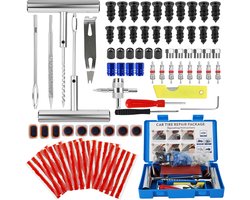 Bandenreparatieset, 95-delige bandenreparatieset voor auto's, professionele heavy duty banden, reparatieset voor motorfietsen, auto's, fietsen en meer