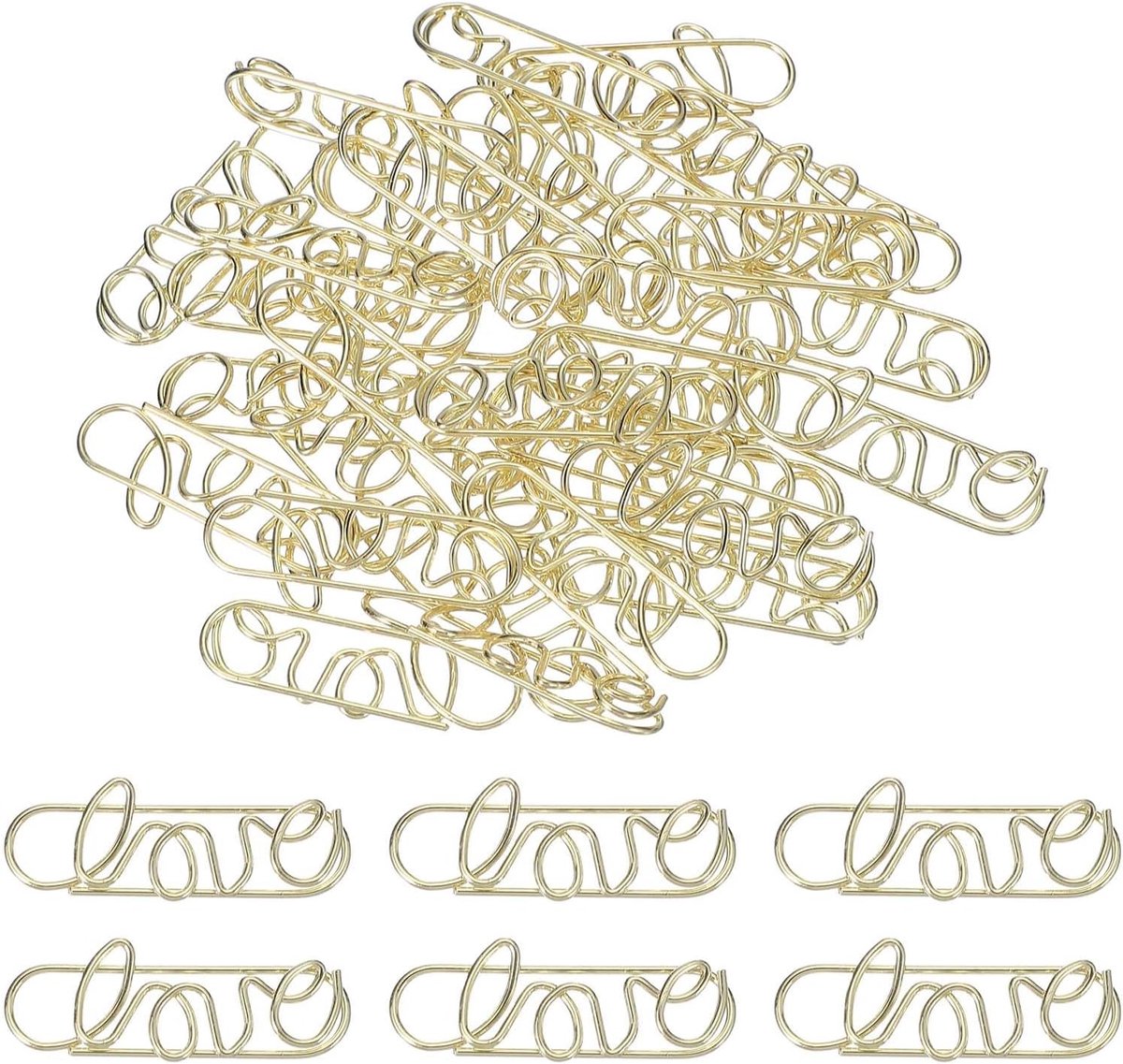 30 stuks paperclip, liefdesvorm paperclip kleine schattige roestbestendige metalen sterke duurzame bulk voor kantoor thuis roestvrij metaal sterk duurzaam bulk voor kantoor thuis, 34 mm, goud